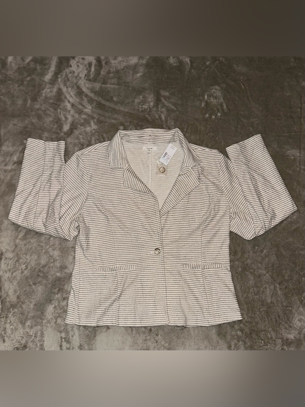 Maurice’s Striped Beige Women's Knit Blazer Jacket XXL